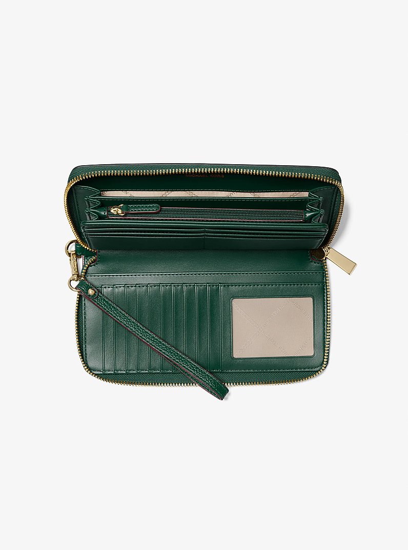 Jet Set Travel Large Pebbled Leather Continental Wallet in BOSCO | Michael Kors