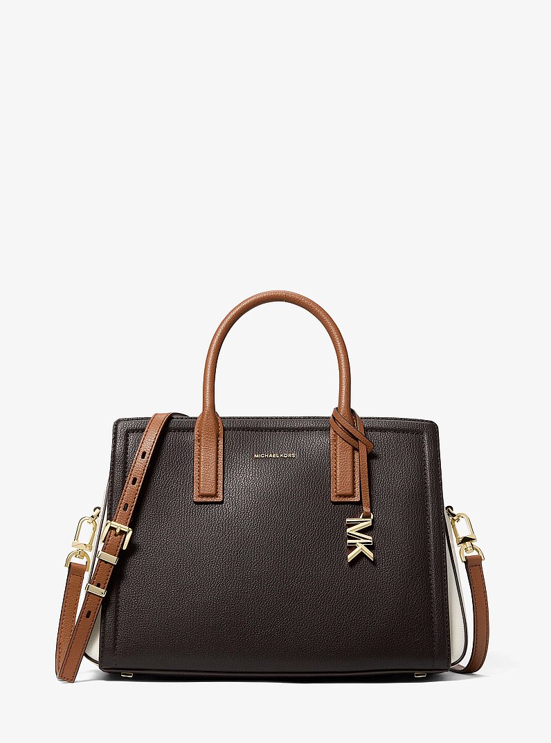 【くるみらい】L×30 Laila Medium Color-Block Pebbled Leather Satchel in PRIMROSE MULTI