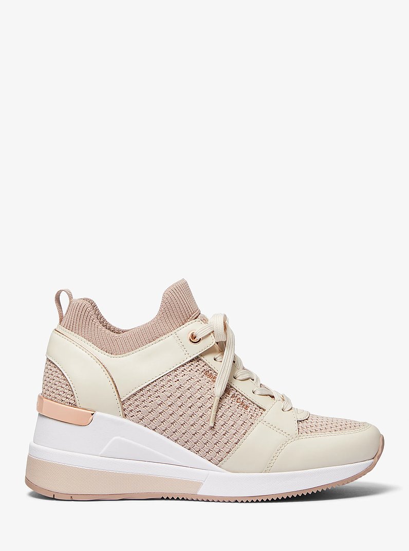 Georgie Textured Knit and Leather Trainer