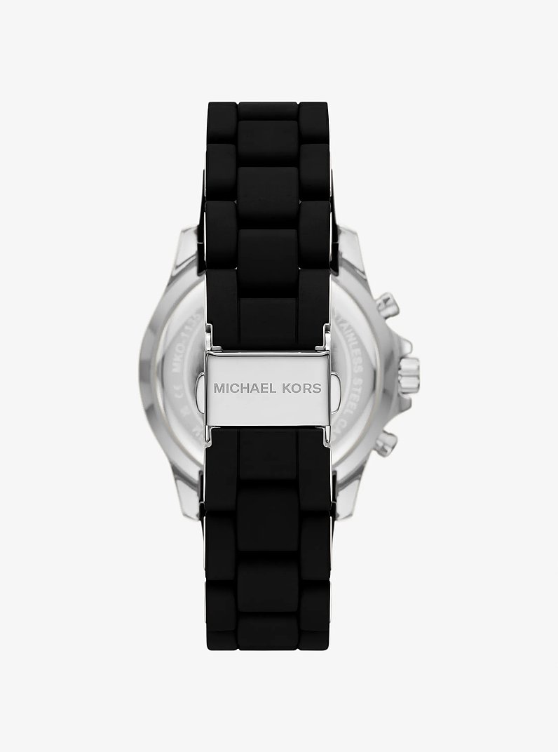 Oversized Everest Pav&eacute; Silver-Tone Watch in BLACK | Michael Kors