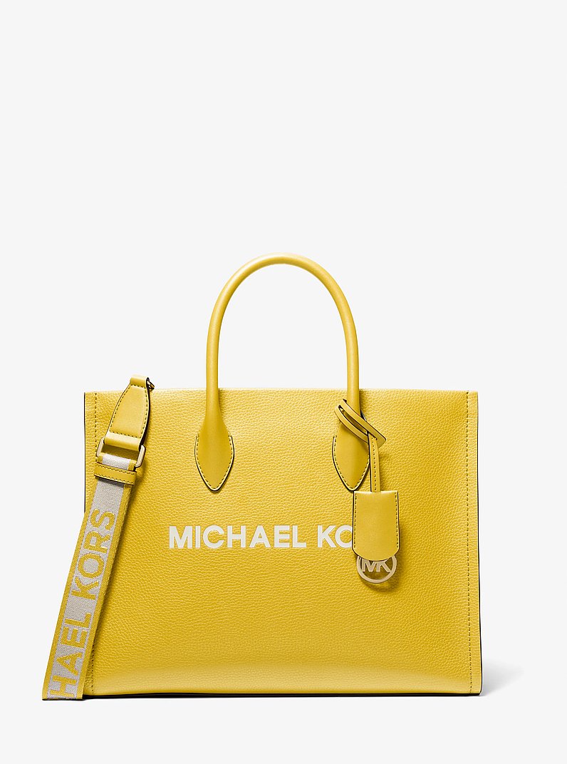 Sac fourre-tout Mirella de taille moyenne en cuir grain&eacute; in JAUNE DOR&Eacute; | Michael Kors