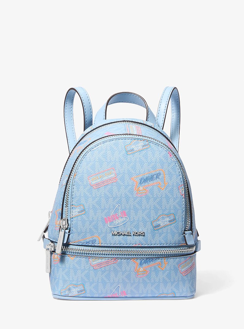 Rhea Extra-Small Printed Signature Logo Backpack in OPTIC WHITE