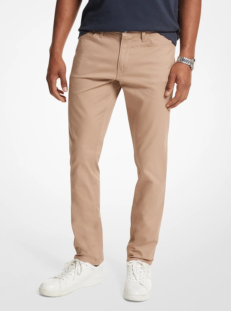 Parker Slim-Fit Stretch-Twill Pants in KHAKI | Michael Kors