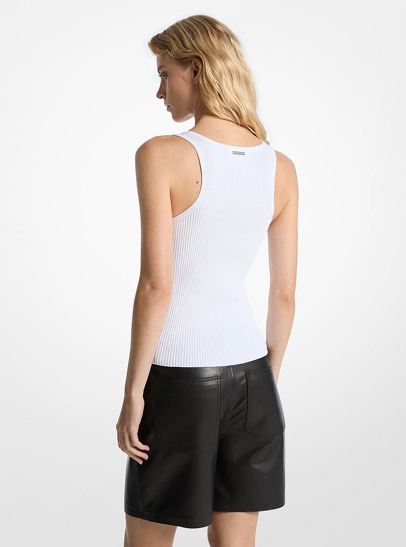 Ribbed Scoop-Neck Tank Top in OPTIC WHITE | Michael Kors