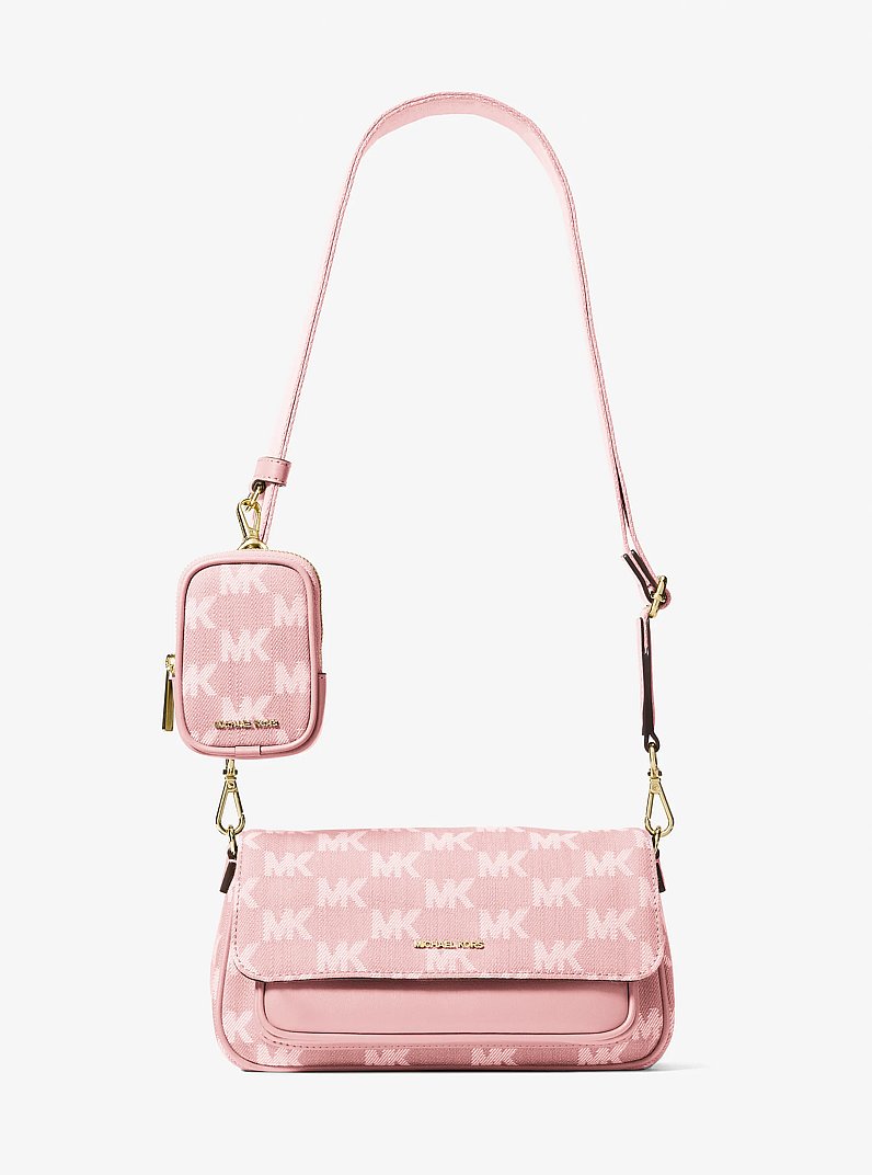 Jet Set Travel Small Logo Jacquard Denim Crossbody Bag With Pouch in POWDER BLUSH | Michael Kors