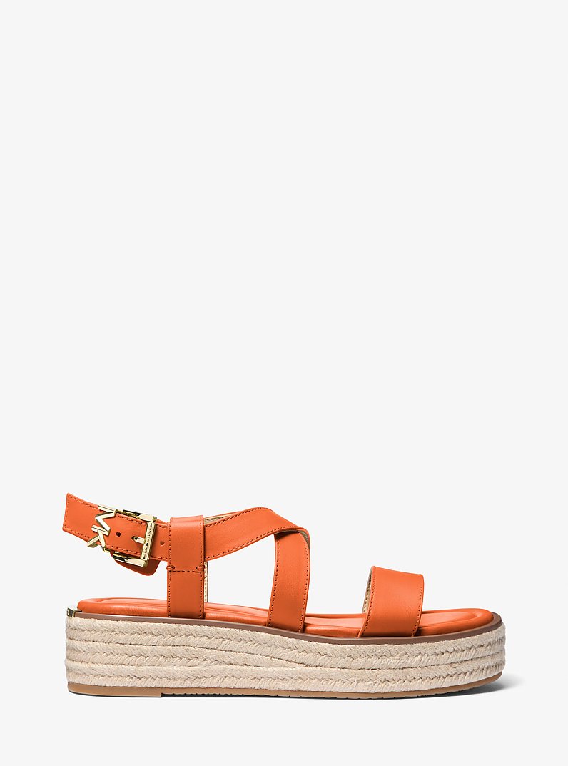 Lynn Leather Platform Espadrille Sandal in ORANGE PUNCH | Michael Kors