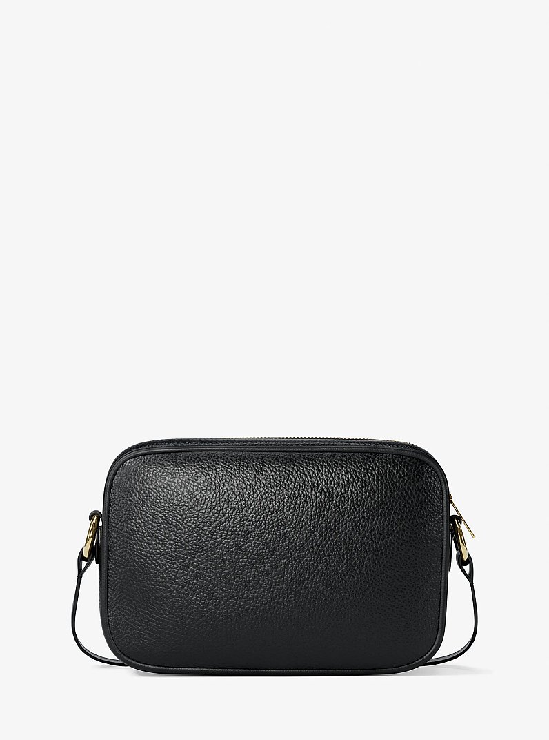 Jet Set Pebbled Leather Camera Crossbody Bag in BLACK | Michael Kors