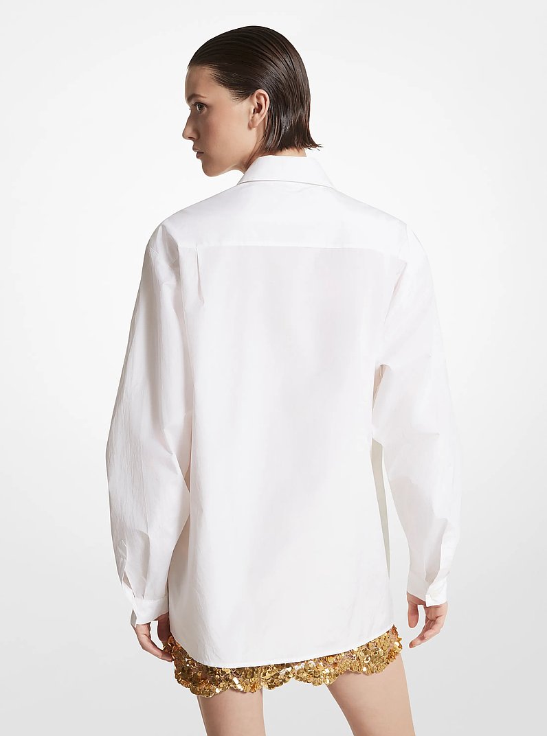 Camisa tipo boyfriend de tafet&aacute;n de seda y algod&oacute;n