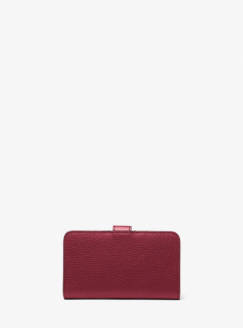 Jet Set Travel Medium Pebbled Leather Wallet in MAROON | Michael Kors
