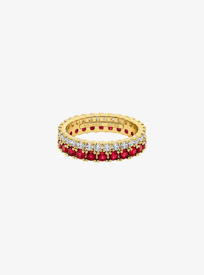 Anillo doble de dos tonos con incrustaciones in DORADO/RUB&Iacute; | Michael Kors
