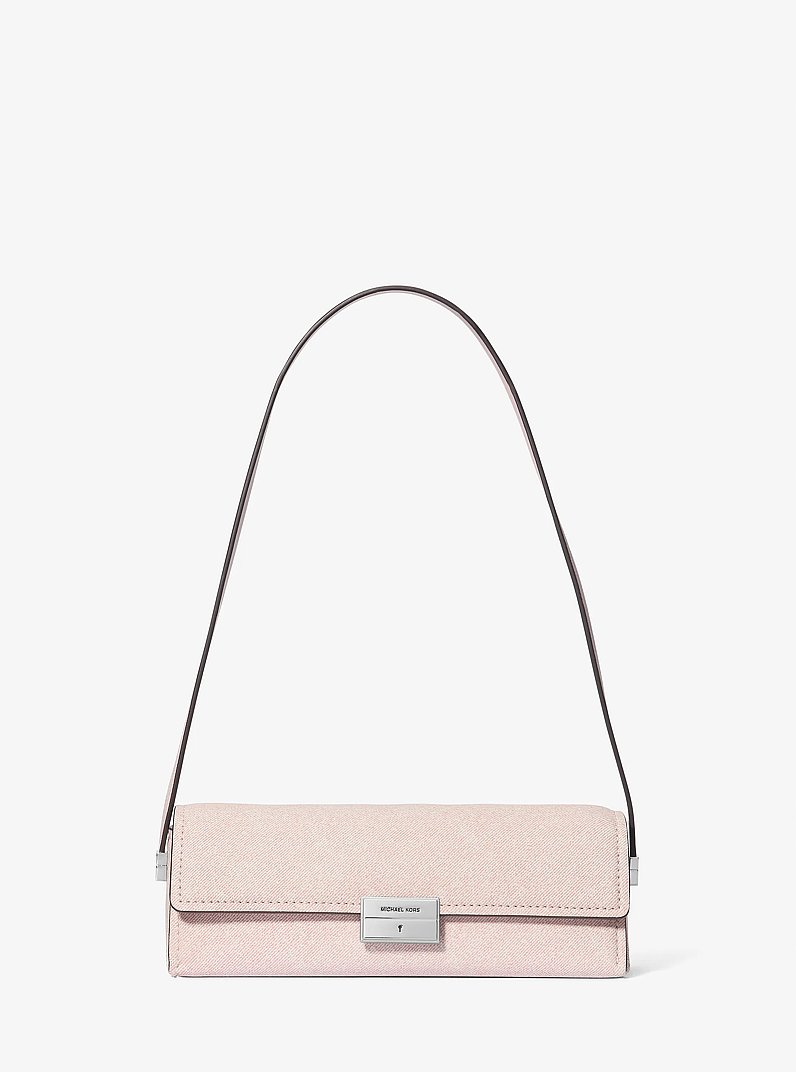 Lunar New Year Ludlow Small Denim-Printed Leather Convertible Pochette in ROSEWATER | Michael Kors
