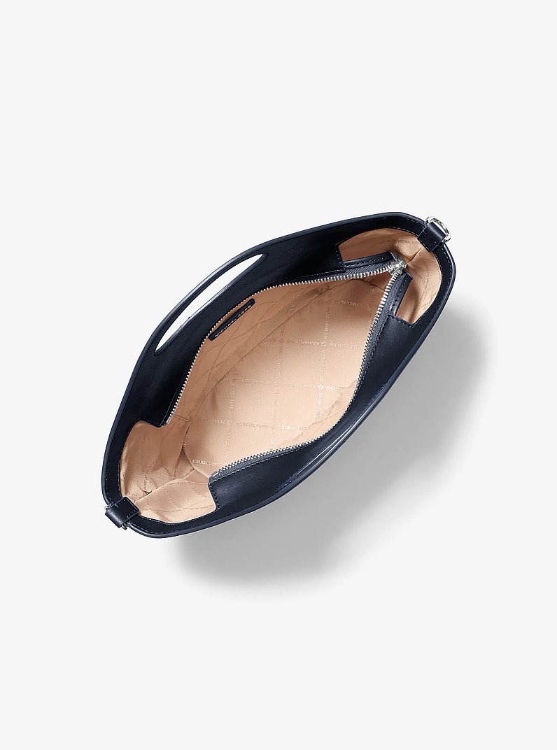 Tatum Medium Woven Convertible Crossbody Bag in NAVY | Michael Kors