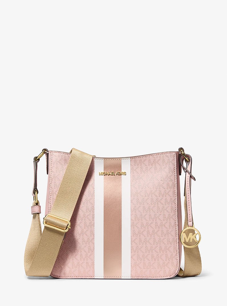 Jet Set Small Signature Logo Stripe Crossbody Bag in POWDER BLUSH | Michael Kors