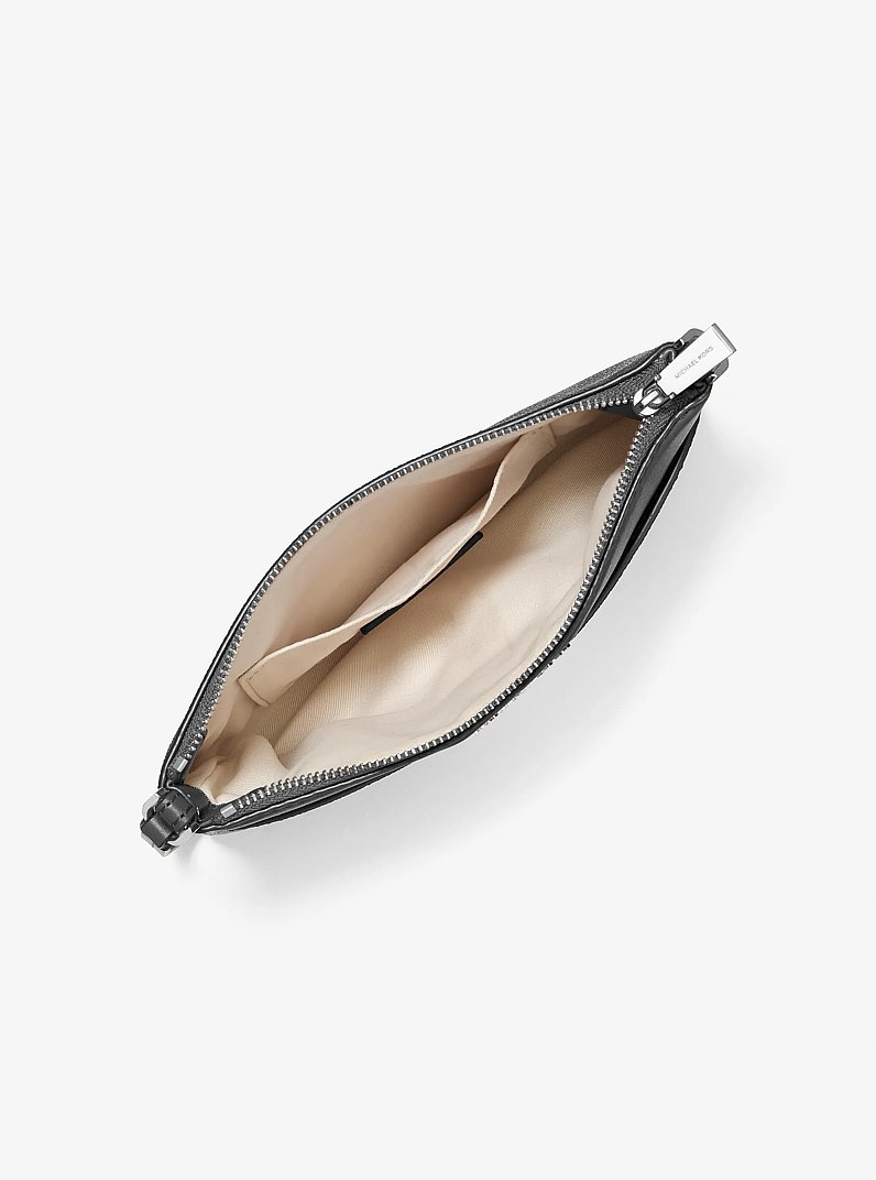 Jet Set Medium Signature Logo Convertible Wristlet in BLACK | Michael Kors