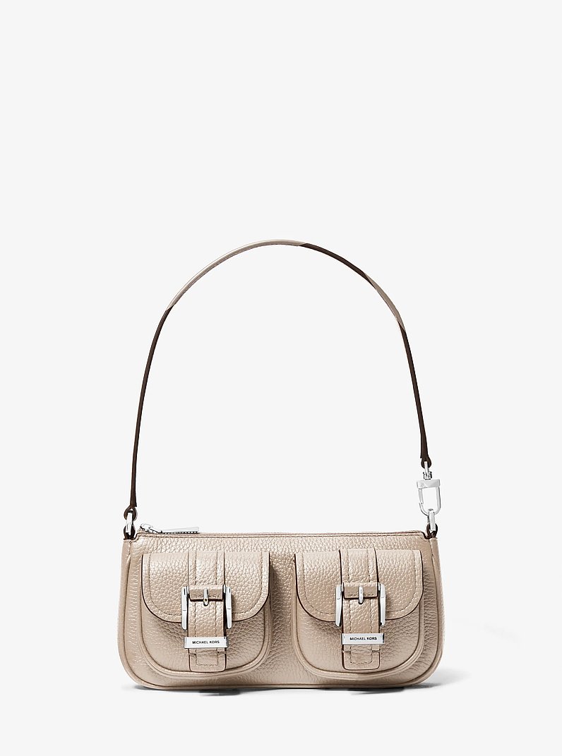 Zoe Small Pebbled Leather Pochette in LIGHT SAND | Michael Kors