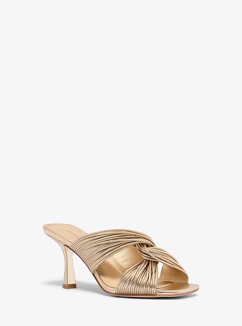 Sandale mule Alessia m&eacute;tallis&eacute;e in OR P&Acirc;LE | Michael Kors