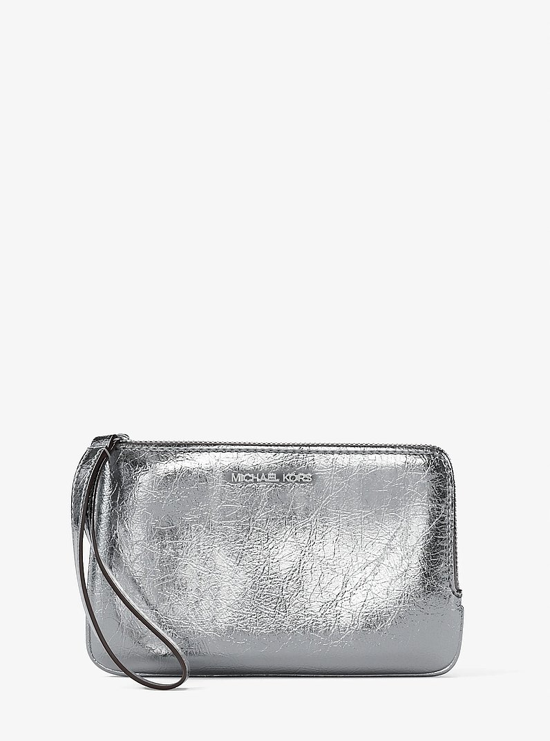 Bolso de pulsera Jet Set Travel peque&ntilde;o con acabado metalizado craquelado in PLATEADO | Michael Kors