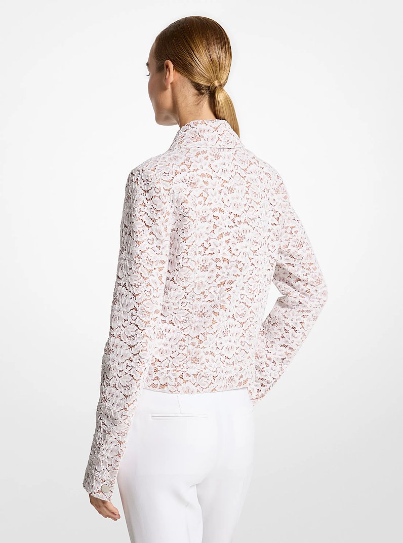 Corded Floral Lace Jacket in OPTIC WHITE | Michael Kors