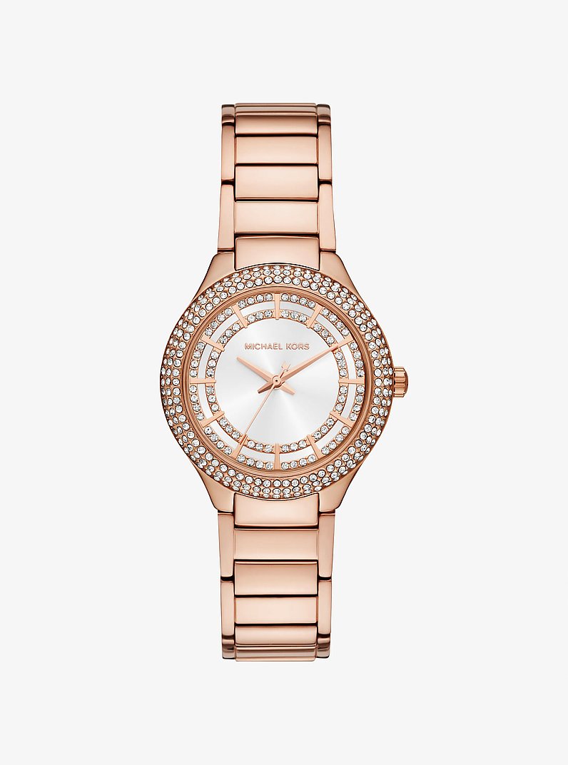 Mini Sylvia Pav&eacute; Rose Gold-Tone Watch in ROSE GOLD | Michael Kors