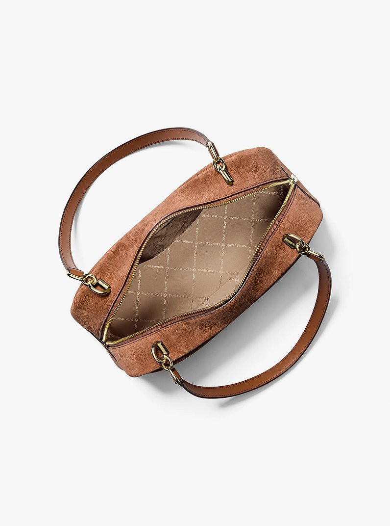 Cecily Medium Suede Shoulder Bag in LUGGAGE | Michael Kors