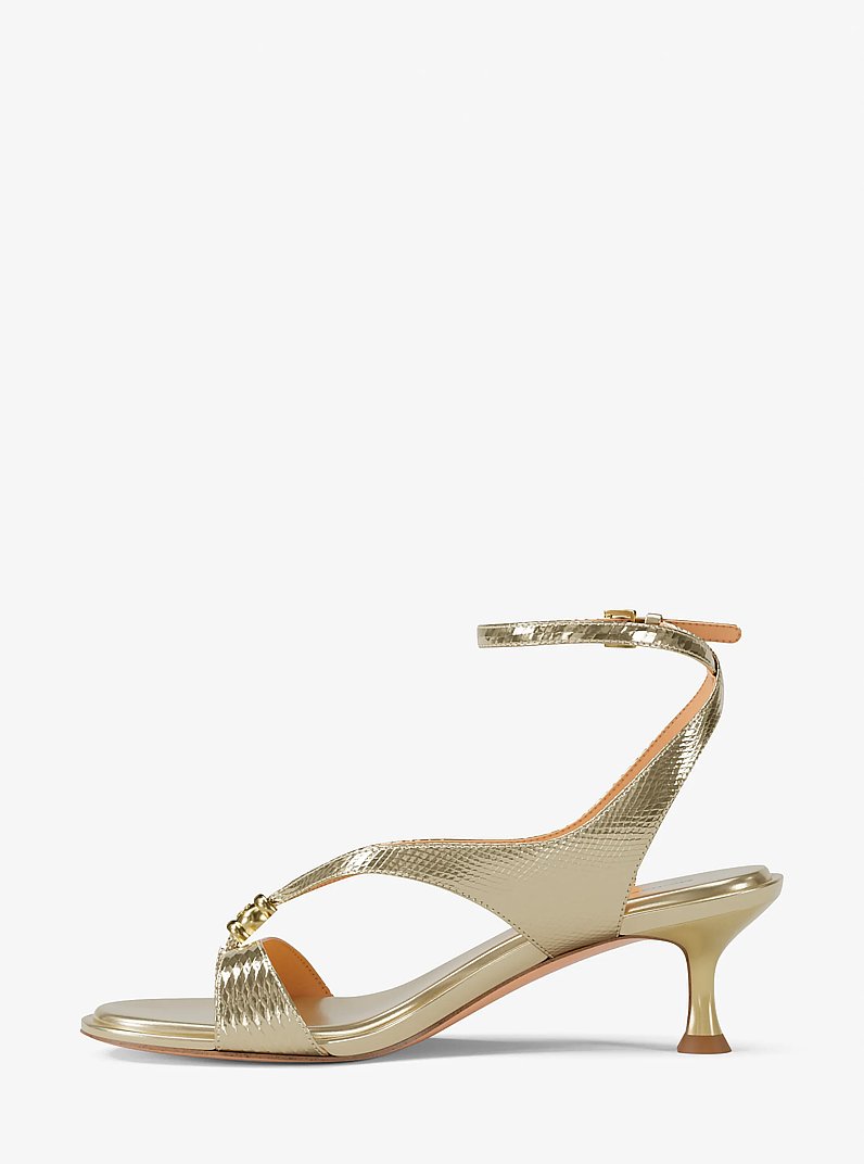 Sandalo Cherie in pelle stampa serpente metallizzata in ORO PALLIDO | Michael Kors