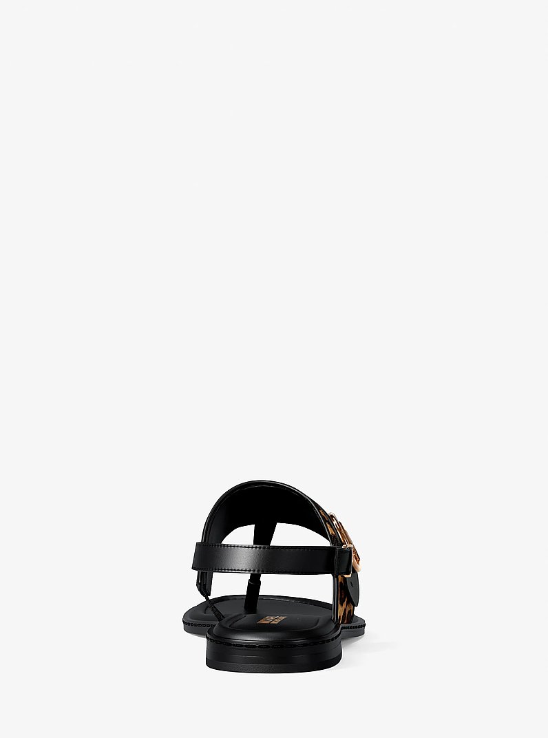Carmen Cheetah Print Calf Hair Thong Sandal in DK CAMEL MLT | Michael Kors
