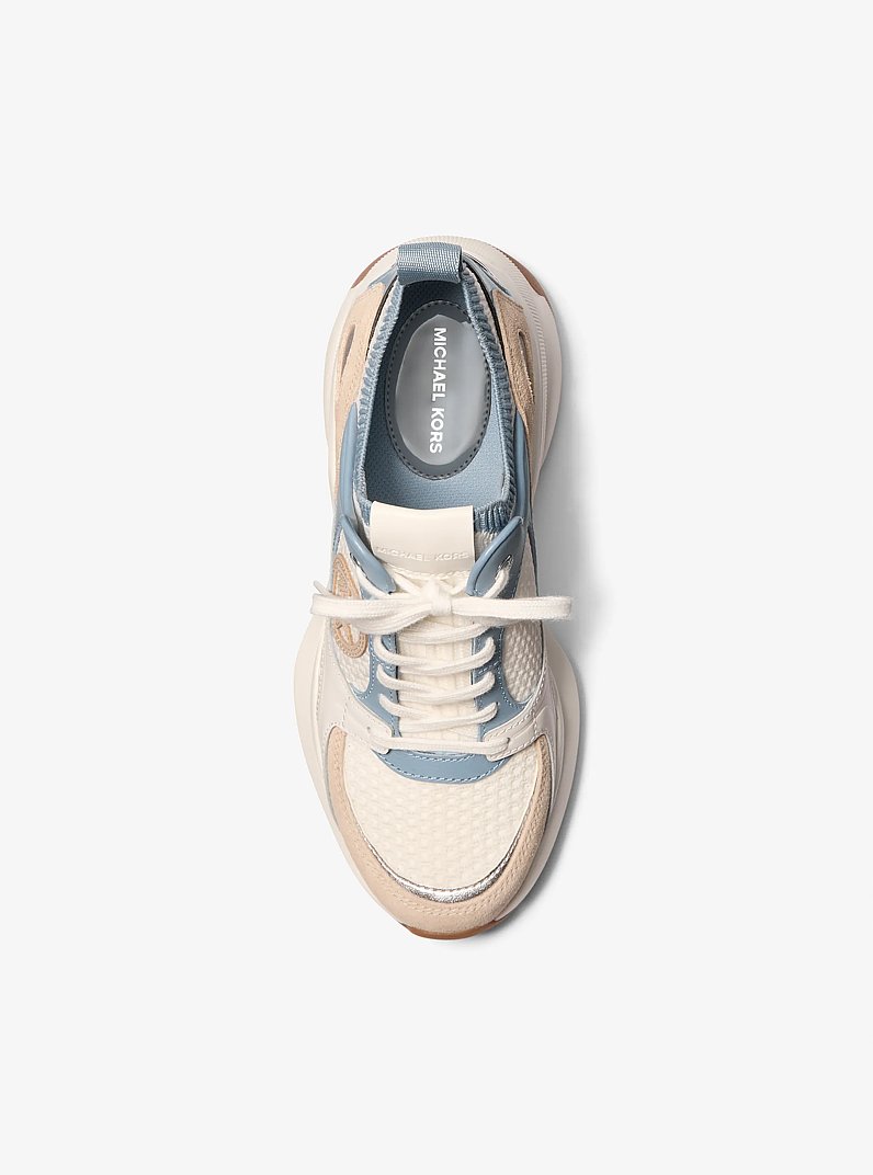 Zuma Color-Block Leather and Mesh Trainer in CHAMBRAY | Michael Kors