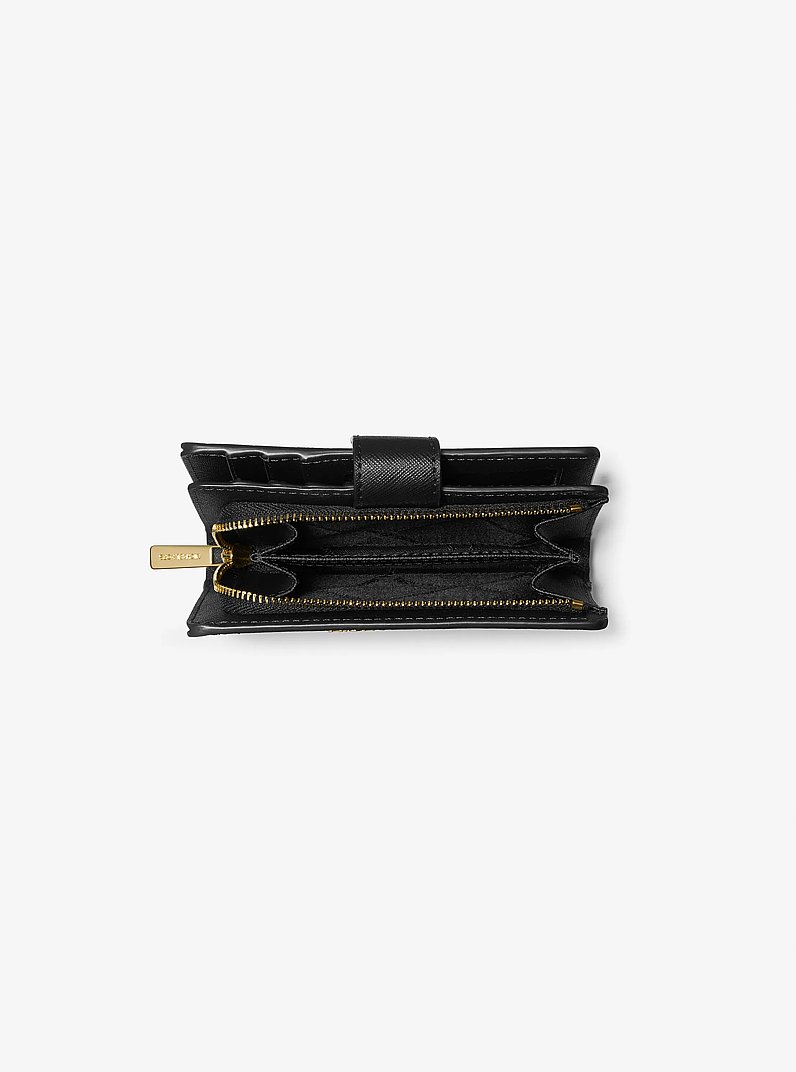 Medium Crossgrain Leather Wallet in BLACK | Michael Kors