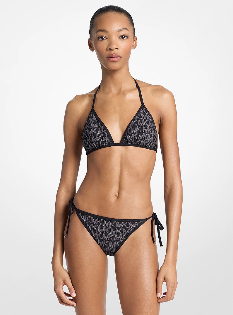Wendbares Triangel-Bikinitop mit Logomuster in SCHWARZ | Michael Kors