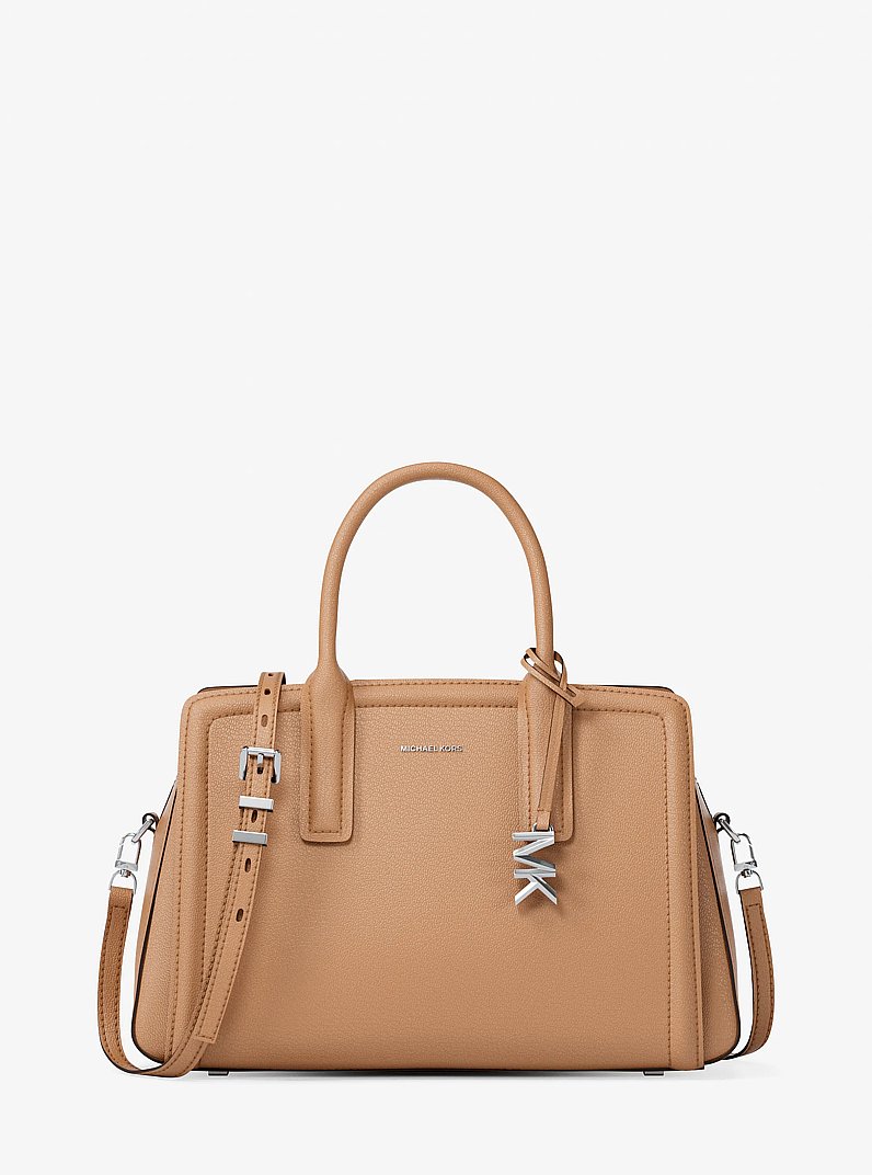 Laila Medium Leather Satchel in PEANUT | Michael Kors