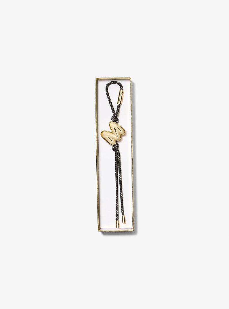 Initial Gold-Tone and Speckled Cord Bag Charm in 18K GOLD | Michael Kors