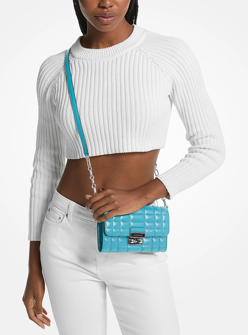 Wandelbare Umh&auml;ngetasche Tribeca aus Leder in SANTORIN-BLAU | Michael Kors