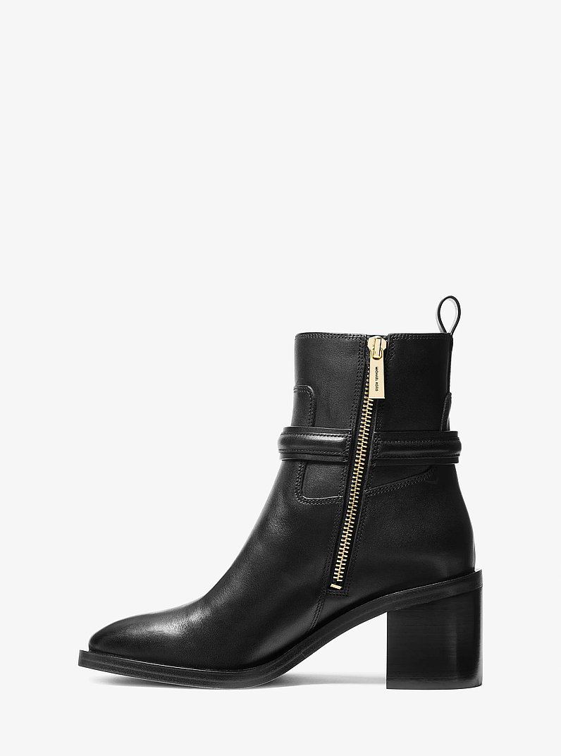 Mindy Leather Ankle Boot in BLACK | Michael Kors