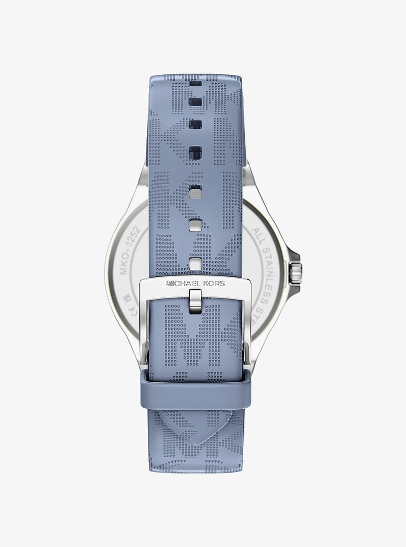 Lennox Pav&eacute; Silver-Tone and Logo Strap Watch in SILVER | Michael Kors