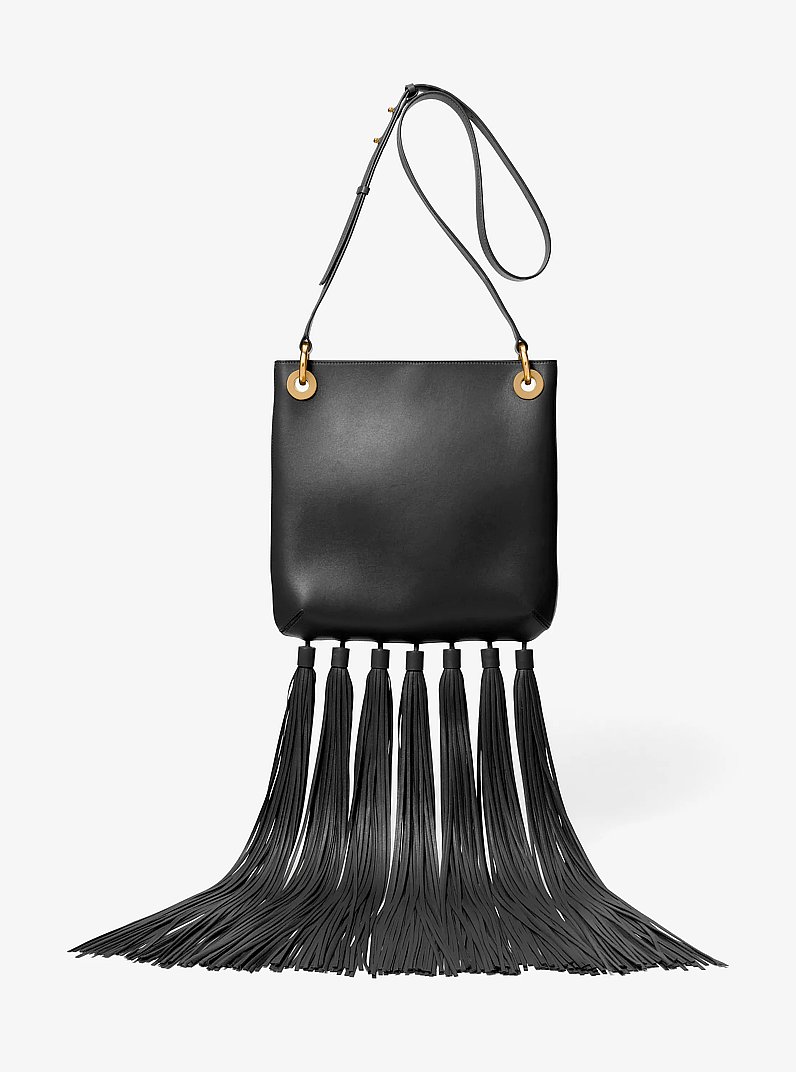 Tate Medium Tassel Leather Crossbody Bag in BLACK | Michael Kors