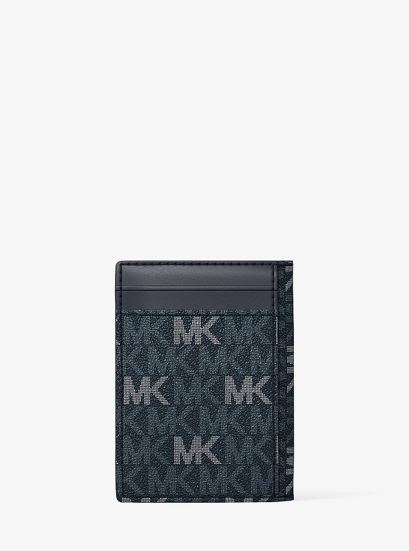 Cooper Signature Logo Bi-Fold Wallet in ADMRL/PLBLUE | Michael Kors