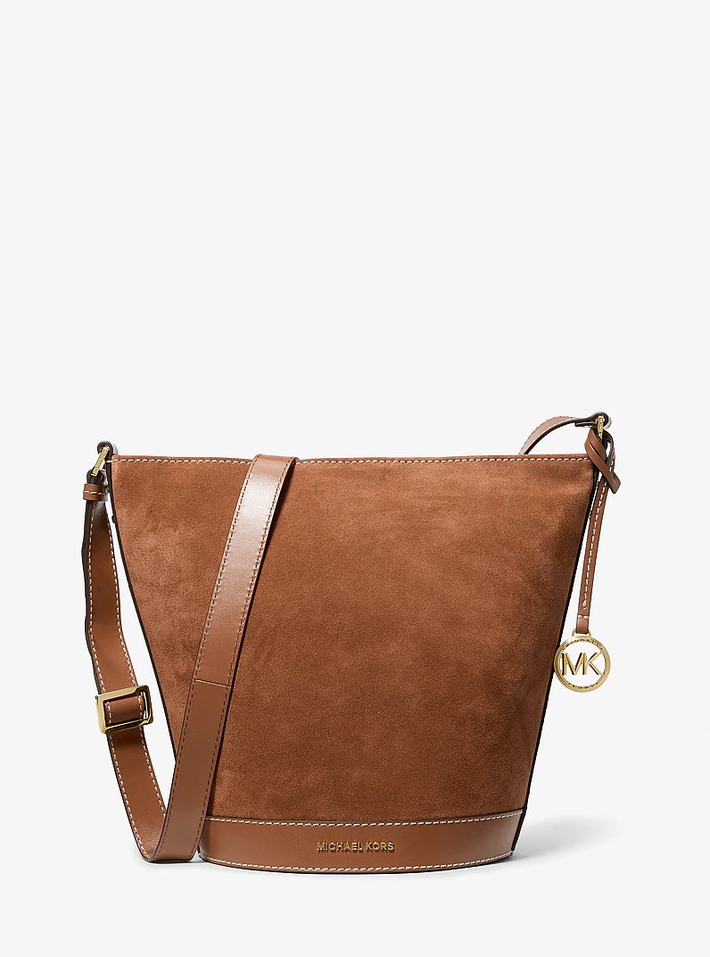 Townsend Topstitched Suede Messenger Bag in LUGGAGE | Michael Kors
