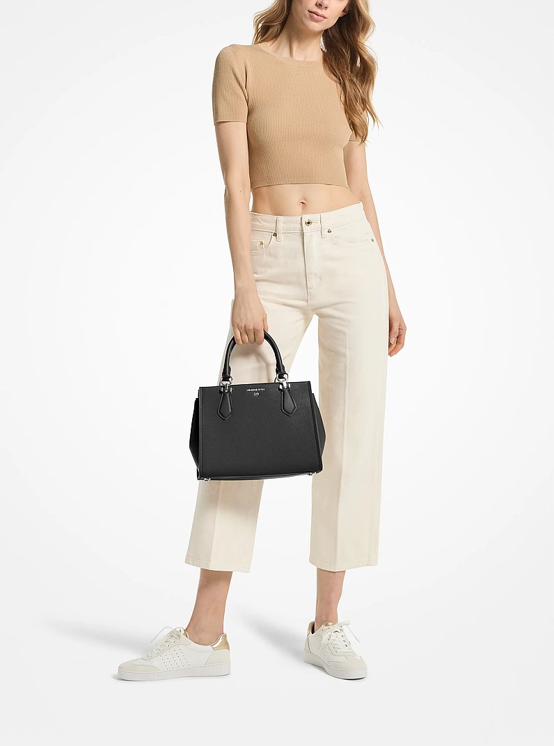 Bolso satchel Marilyn mediano de piel saffiano in NEGRO | Michael Kors