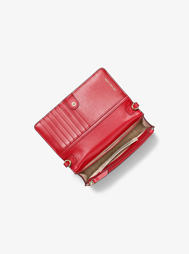 Jet Set Leather and Signature Logo Convertible Crossbody Bag in CRIMSON MULTI | Michael Kors