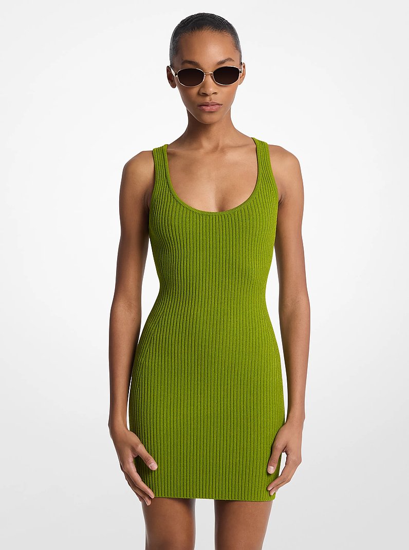 Ribbed Stretch Viscose Tank Dress in MEADOW GREEN | Michael Kors