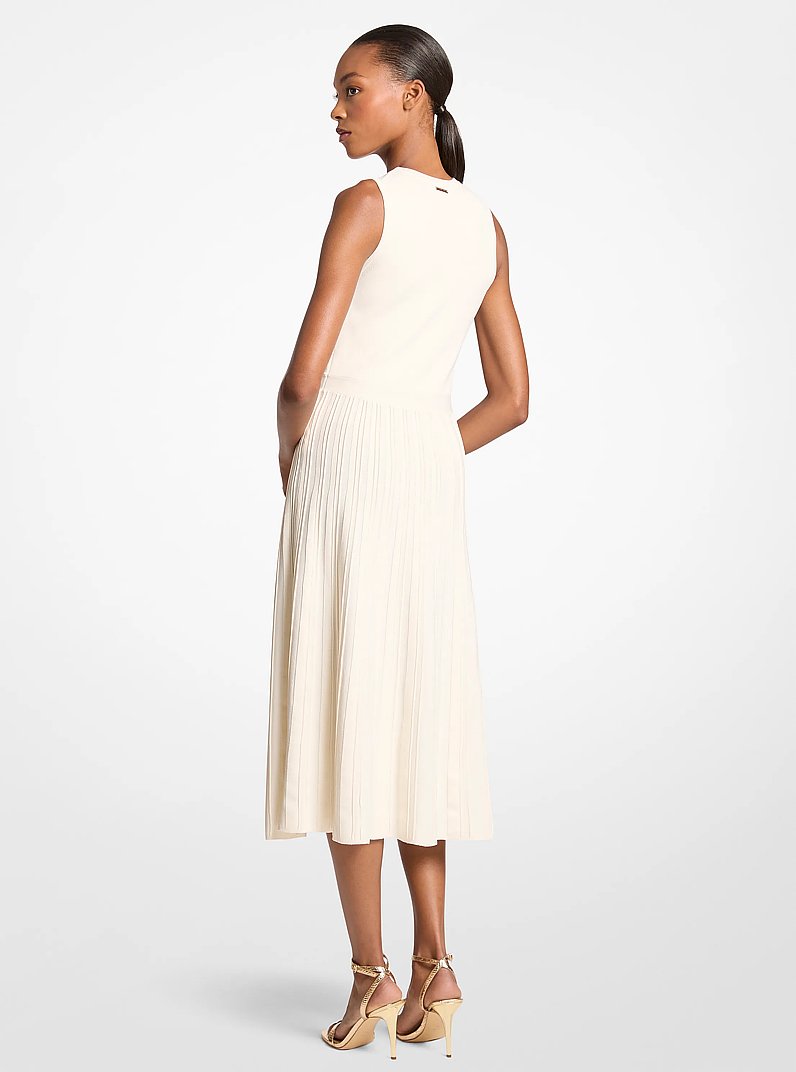 Vestido midi de tejido el&aacute;stico in HUESO | Michael Kors
