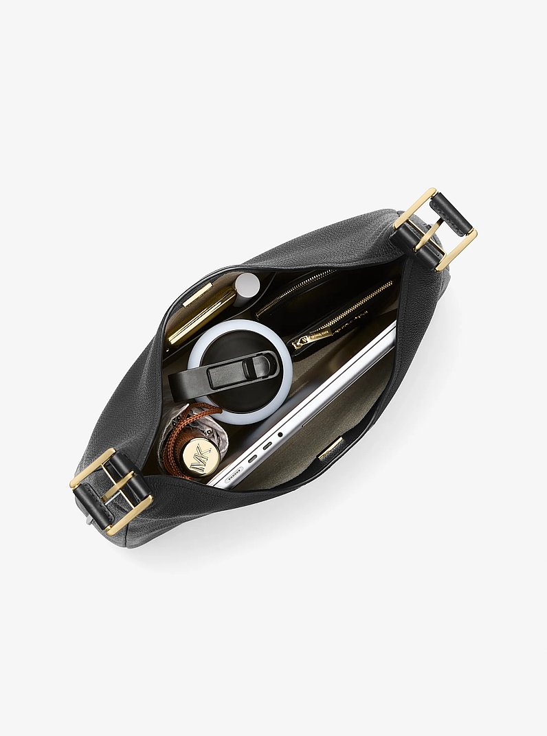 Hobo Bag Nolita Large aus gekrispeltem Leder in SCHWARZ | Michael Kors