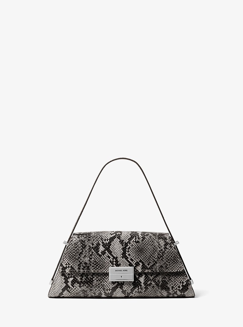 Ludlow Medium Snake Embossed Leather Shoulder Bag in QUARRY GREY | Michael Kors