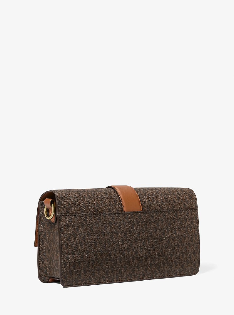 Greenwich Medium Signature Logo Shoulder Bag in BROWN | Michael Kors