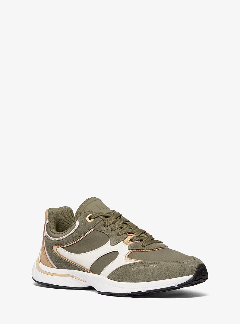 Riley Mixed-Media Trainer in SAFARI GREEN | Michael Kors