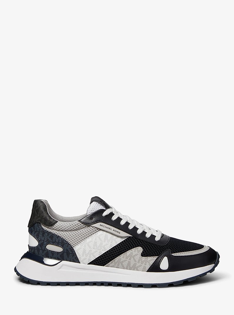 Miles Color-Block Logo and Mesh Trainer in MIDNIGHT | Michael Kors