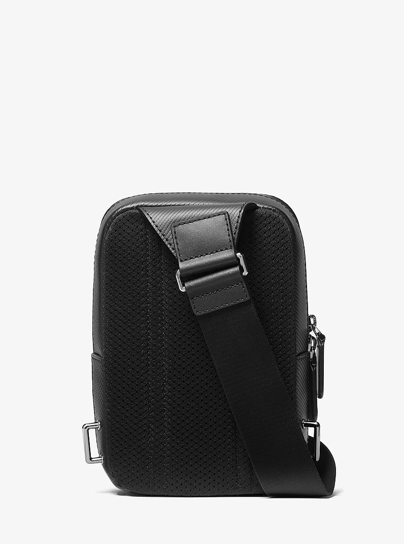 Varick Medium Textured Leather Sling Pack in BLACK | Michael Kors