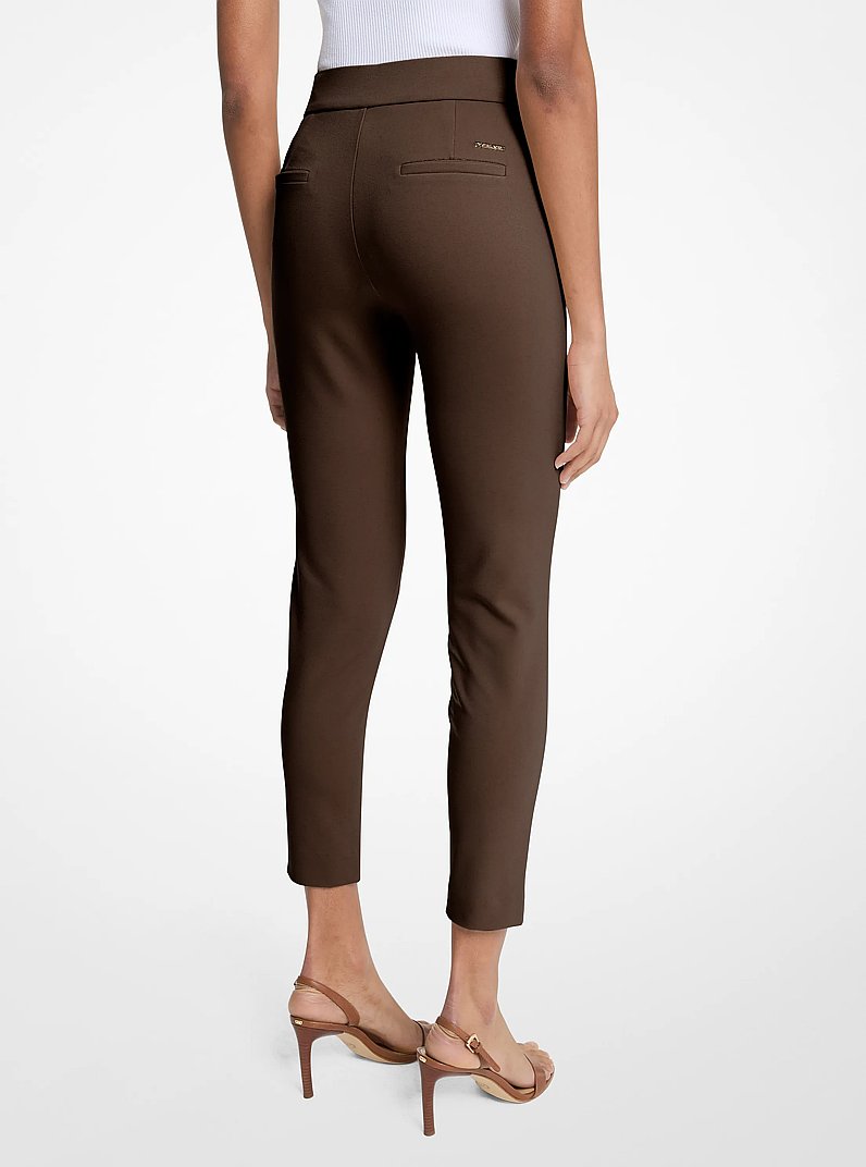 Viscose Blend Zip Pants in CHOCOLATE | Michael Kors