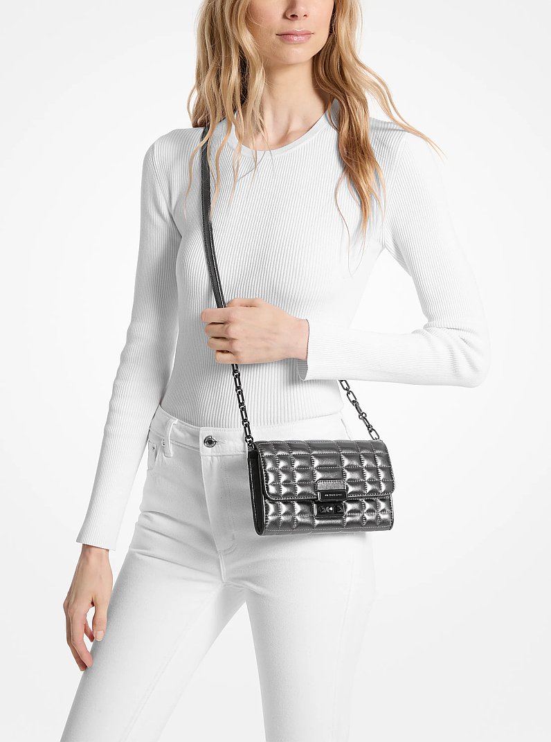 Sac &agrave; bandouli&egrave;re Tribeca convertible en cuir m&eacute;tallis&eacute;