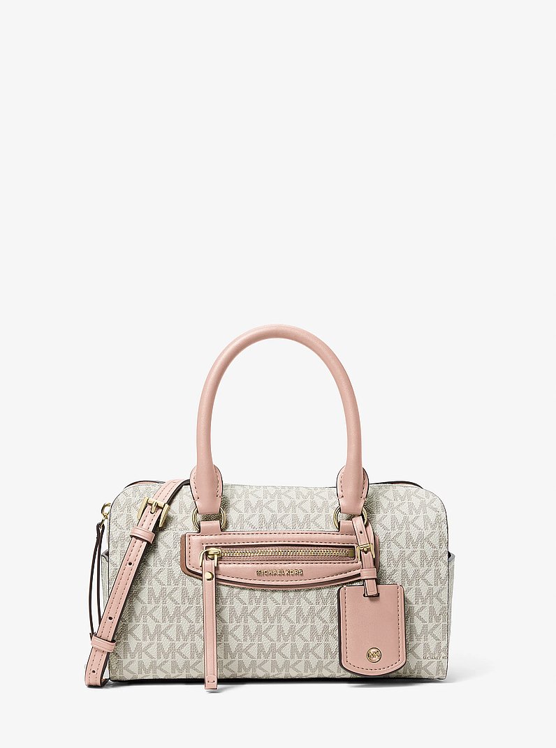 Jet Set Travel Extra-Small Signature Logo Duffel Crossbody Bag in VANILLA/SOFT PINK | Michael Kors